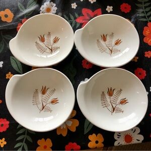 Vintage Floral MCM Royal China Patterned Coupe Bowls w tab (4) -